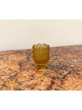 Vintage L.E Smith Amber Glass Toothpick Holder